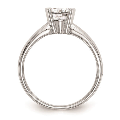 1.00ct. CZ Solid Real 14K White Gold Round Bezel Solitaire Engagement Ring