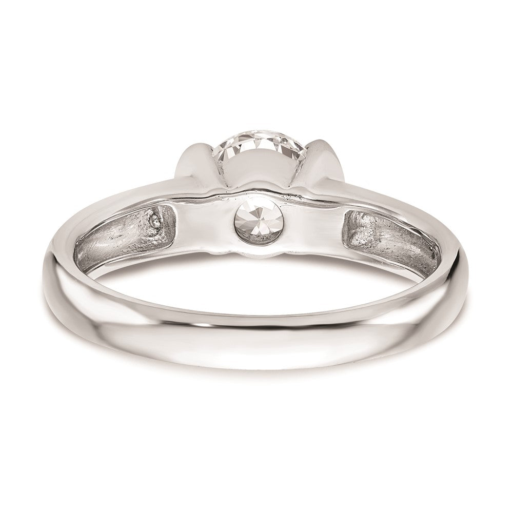 1.00ct. CZ Solid Real 14K White Gold Round Bezel Solitaire Engagement Ring