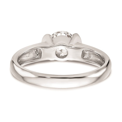 1.00ct. CZ Solid Real 14K White Gold Round Bezel Solitaire Engagement Ring