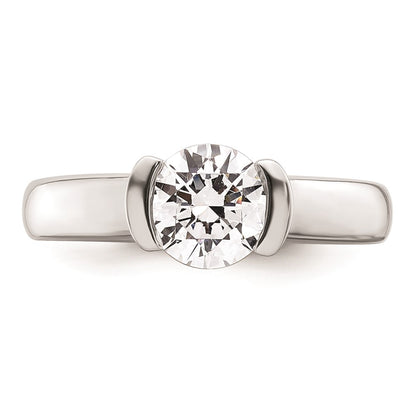 1.25ct. CZ Solid Real 14K White Gold Round Bezel Solitaire Engagement Ring