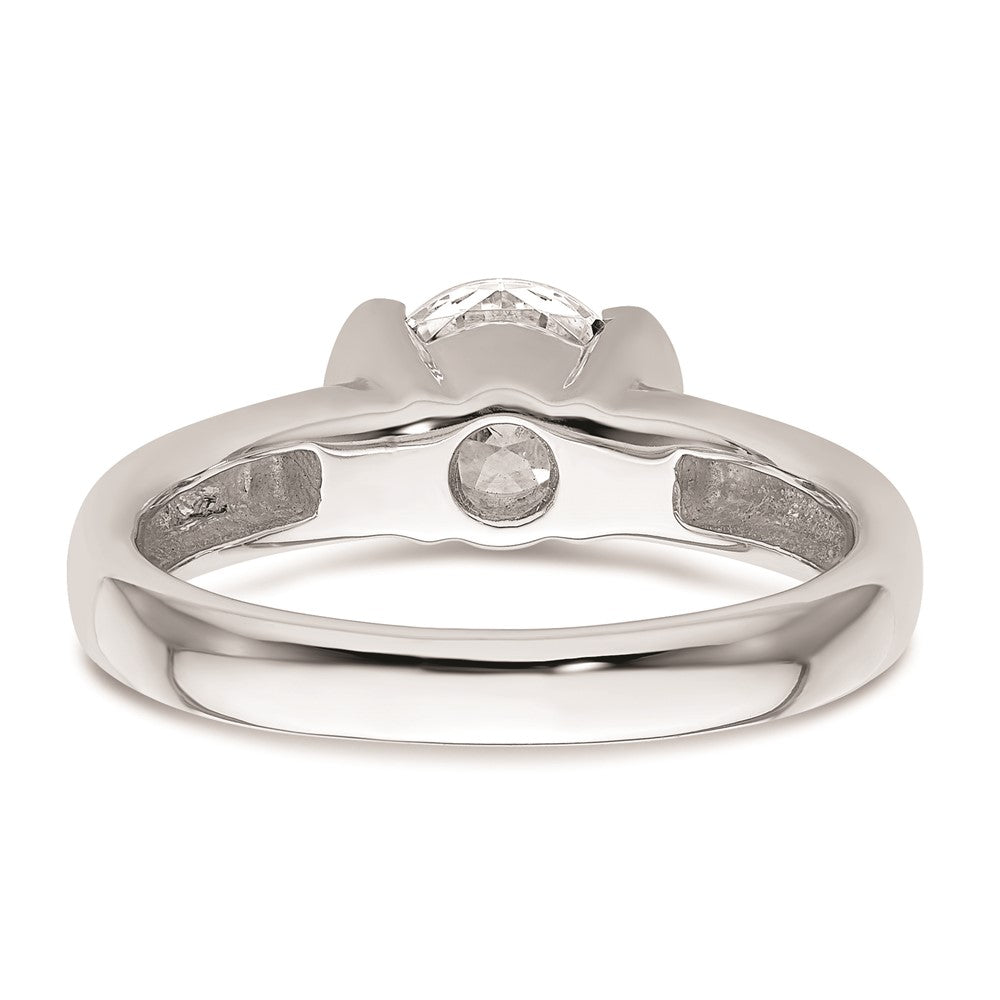 1.25ct. CZ Solid Real 14K White Gold Round Bezel Solitaire Engagement Ring