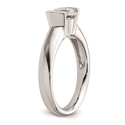 1.25ct. CZ Solid Real 14K White Gold Round Bezel Solitaire Engagement Ring
