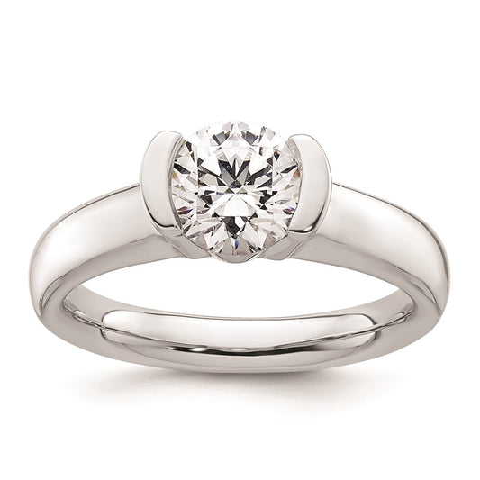 1.25ct. CZ Solid Real 14K White Gold Round Bezel Solitaire Engagement Ring