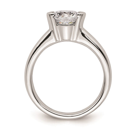 1.50ct. CZ Solid Real 14K White Gold Round Bezel Solitaire Engagement Ring