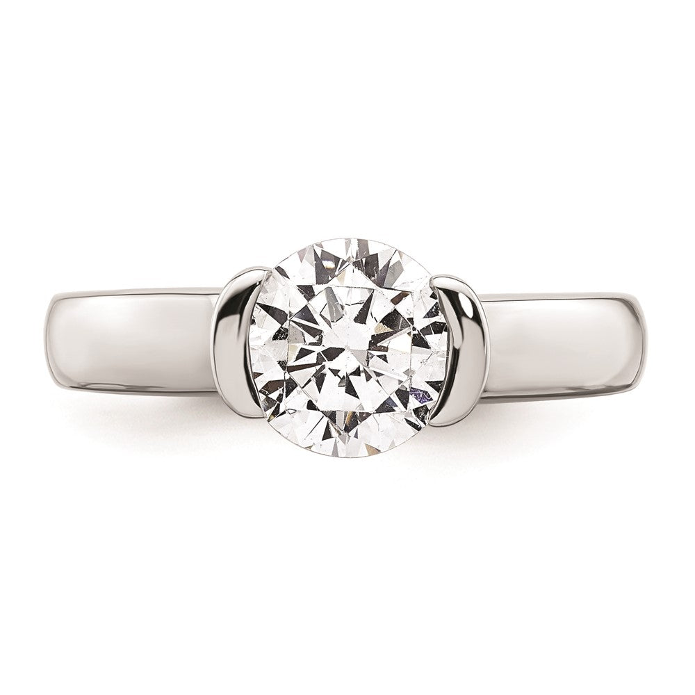 1.50ct. CZ Solid Real 14K White Gold Round Bezel Solitaire Engagement Ring