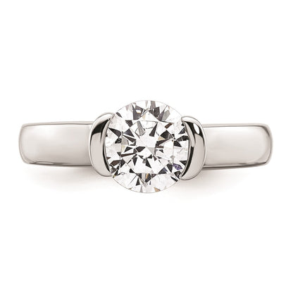 1.50ct. CZ Solid Real 14K White Gold Round Bezel Solitaire Engagement Ring