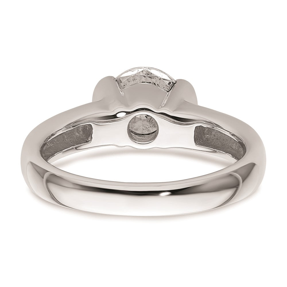 1.50ct. CZ Solid Real 14K White Gold Round Bezel Solitaire Engagement Ring