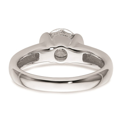 1.50ct. CZ Solid Real 14K White Gold Round Bezel Solitaire Engagement Ring