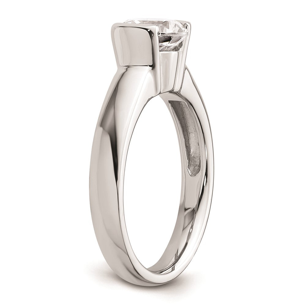 1.50ct. CZ Solid Real 14K White Gold Round Bezel Solitaire Engagement Ring