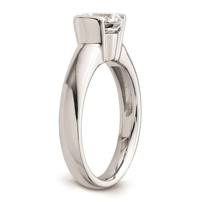 1.50ct. CZ Solid Real 14K White Gold Round Bezel Solitaire Engagement Ring