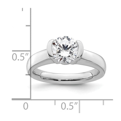 1.50ct. CZ Solid Real 14K White Gold Round Bezel Solitaire Engagement Ring