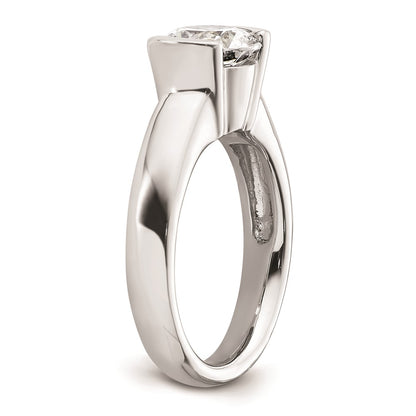 2.00ct. CZ Solid Real 14K White Gold Round Bezel Solitaire Engagement Ring