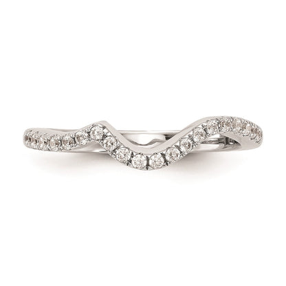 0.20ct. CZ Solid Real 14K White Gold Contoured Wedding Wedding Band Ring