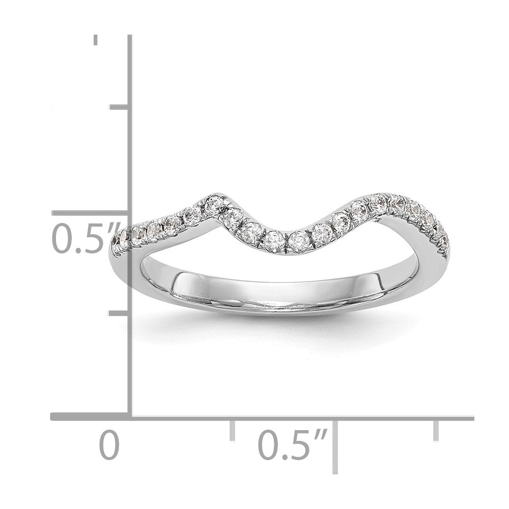 0.20ct. CZ Solid Real 14K White Gold Contoured Wedding Wedding Band Ring