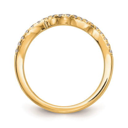 14K Yellow Gold Real Diamond Contoured Wedding Band