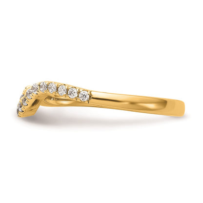 14K Yellow Gold Real Diamond Contoured Wedding Band