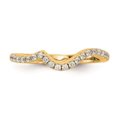 14K Yellow Gold Real Diamond Contoured Wedding Band