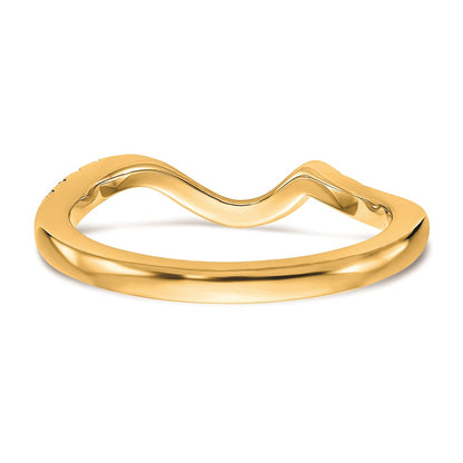 14K Yellow Gold Real Diamond Contoured Wedding Band