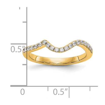 14K Yellow Gold Real Diamond Contoured Wedding Band