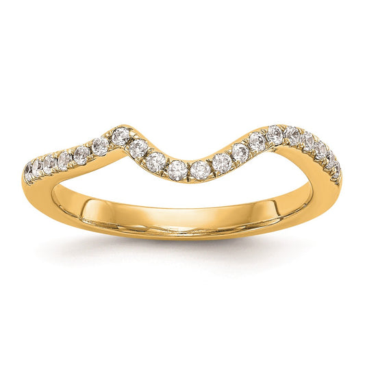 14K Yellow Gold Real Diamond Contoured Wedding Band