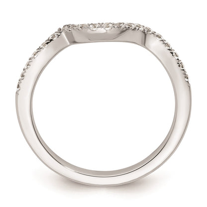 14K White Gold Real Diamond Contoured Wedding Band