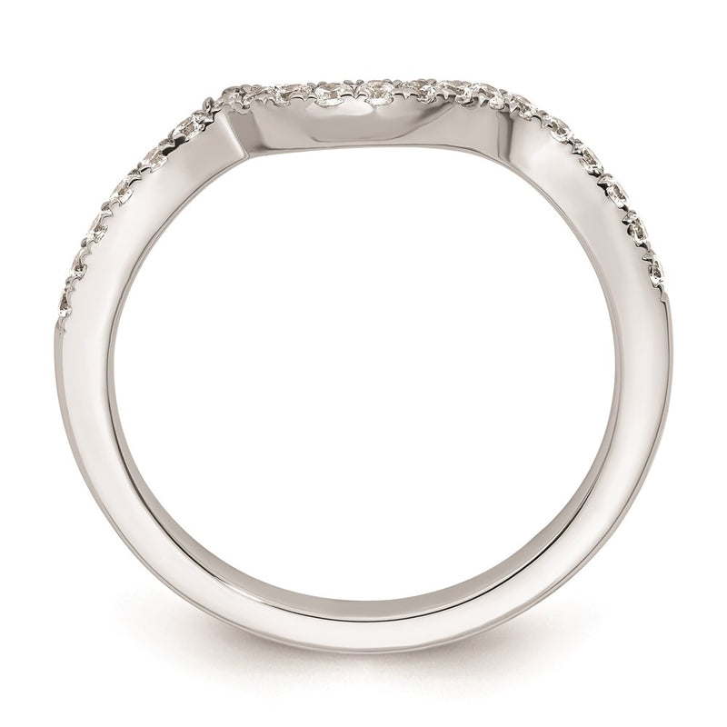 14K White Gold Real Diamond Contoured Wedding Band