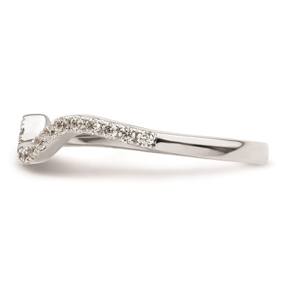 14K White Gold Real Diamond Contoured Wedding Band