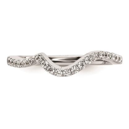 14K White Gold Real Diamond Contoured Wedding Band