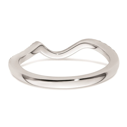14K White Gold Real Diamond Contoured Wedding Band