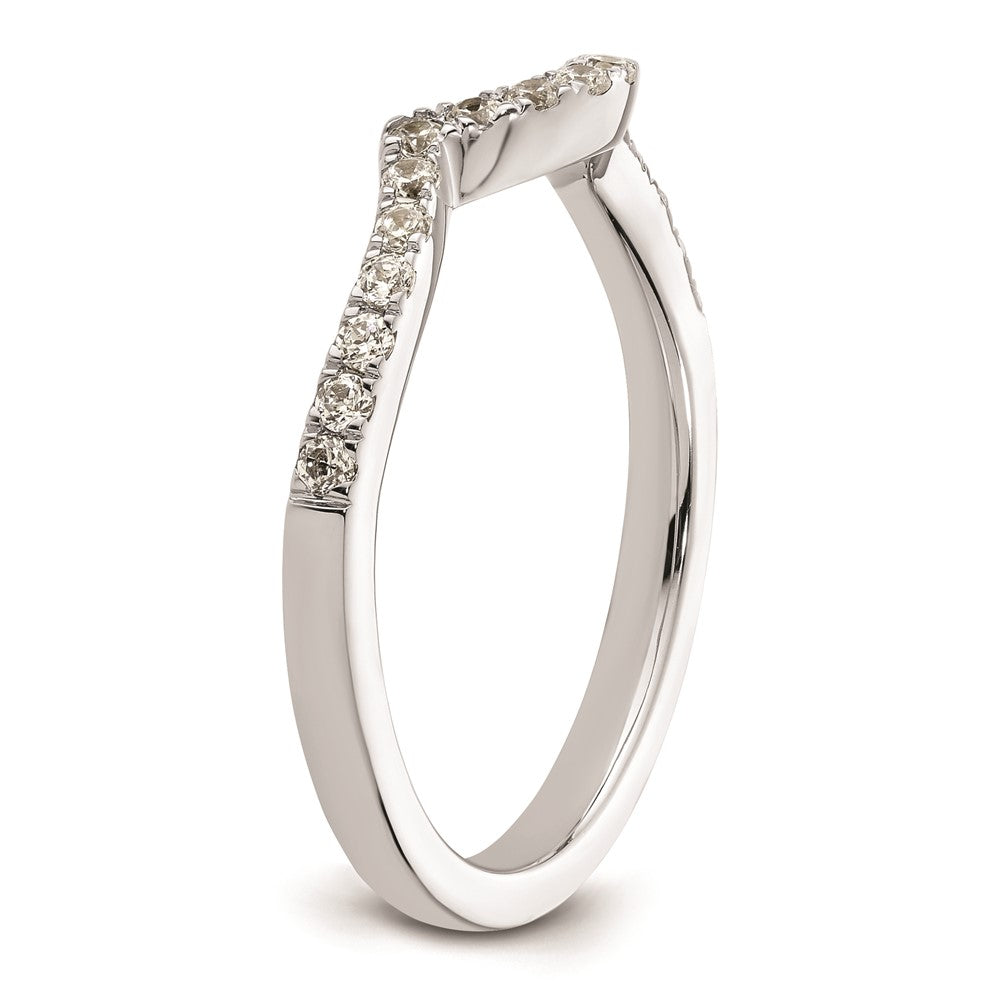 14K White Gold Real Diamond Contoured Wedding Band