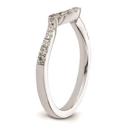 14K White Gold Real Diamond Contoured Wedding Band