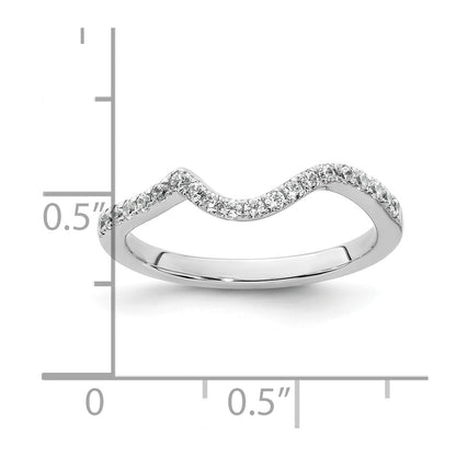 14K White Gold Real Diamond Contoured Wedding Band
