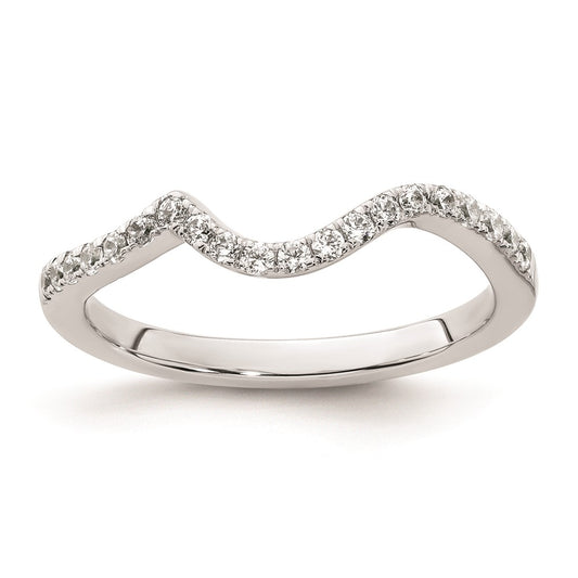 14K White Gold Real Diamond Contoured Wedding Band