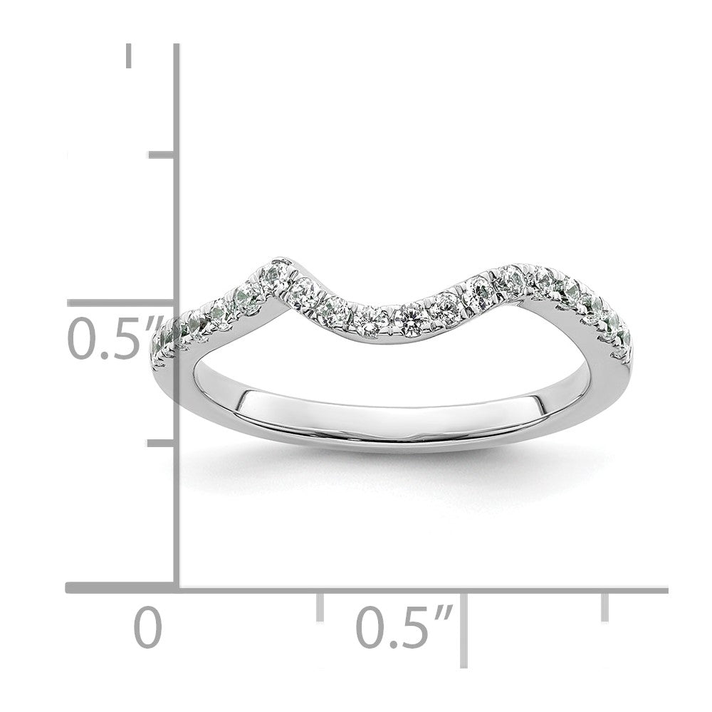 0.29ct. CZ Solid Real 14K White Gold Contoured Wedding Wedding Band Ring