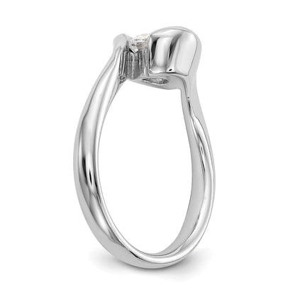 1.00ct. CZ Solid Real 14K White Gold Round Bezel Set Solitaire Engagement Ring Engagement Polished