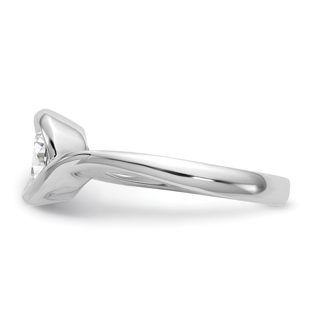 1.00ct. CZ Solid Real 14K White Gold Round Bezel Set Solitaire Engagement Ring Engagement Polished