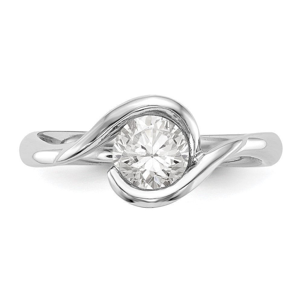 1.00ct. CZ Solid Real 14K White Gold Round Bezel Set Solitaire Engagement Ring Engagement Polished