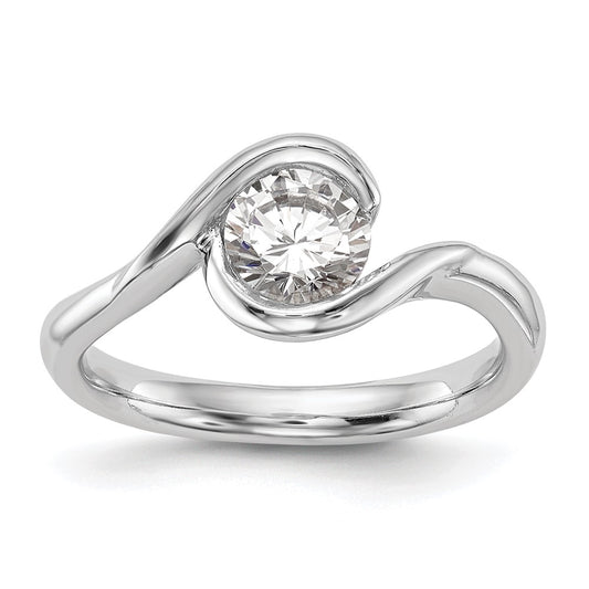 1.25ct. CZ Solid Real 14K White Gold Round Bezel Set Solitaire Engagement Ring Engagement Polished