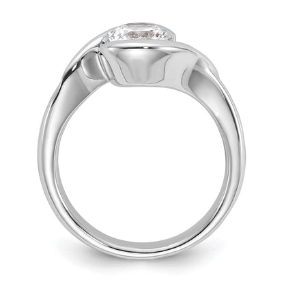 1.50ct. CZ Solid Real 14K White Gold Round Bezel Set Solitaire Engagement Ring Engagement Polished