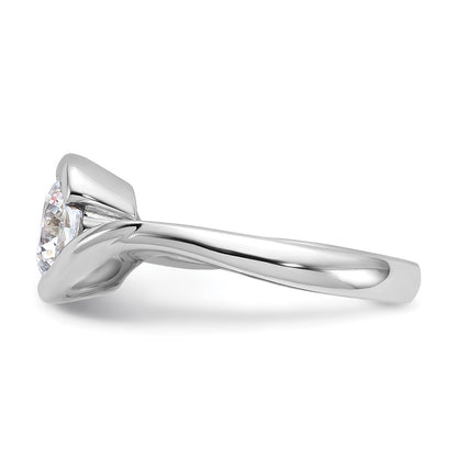 1.50ct. CZ Solid Real 14K White Gold Round Bezel Set Solitaire Engagement Ring Engagement Polished