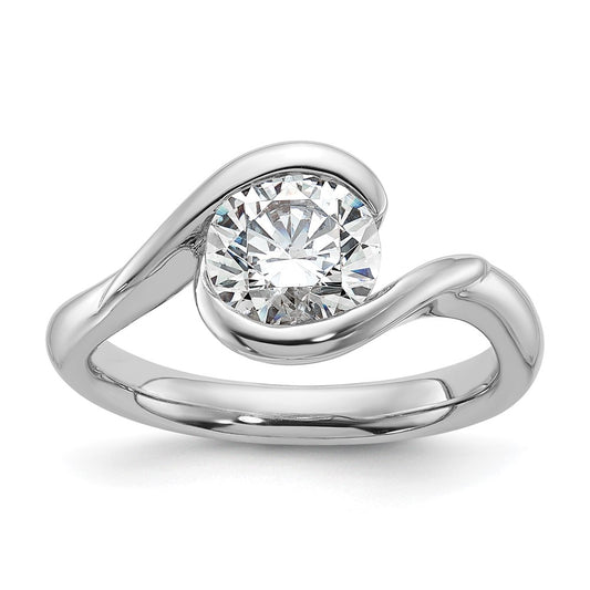 1.50ct. CZ Solid Real 14K White Gold Round Bezel Set Solitaire Engagement Ring Engagement Polished
