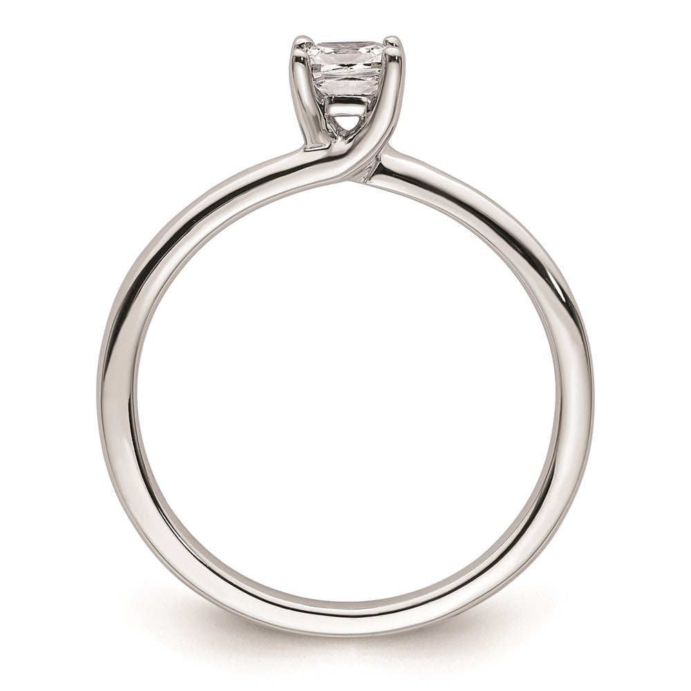 0.25ct. CZ Solid Real 14k White Gold Square Solitaire Engagement Ring