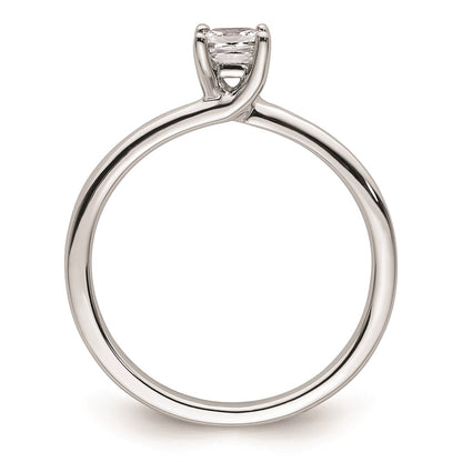 0.25ct. CZ Solid Real 14k White Gold Square Solitaire Engagement Ring