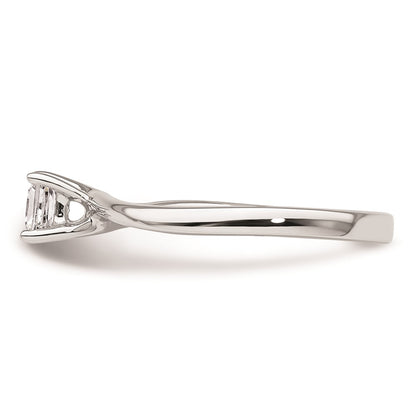 0.25ct. CZ Solid Real 14k White Gold Square Solitaire Engagement Ring