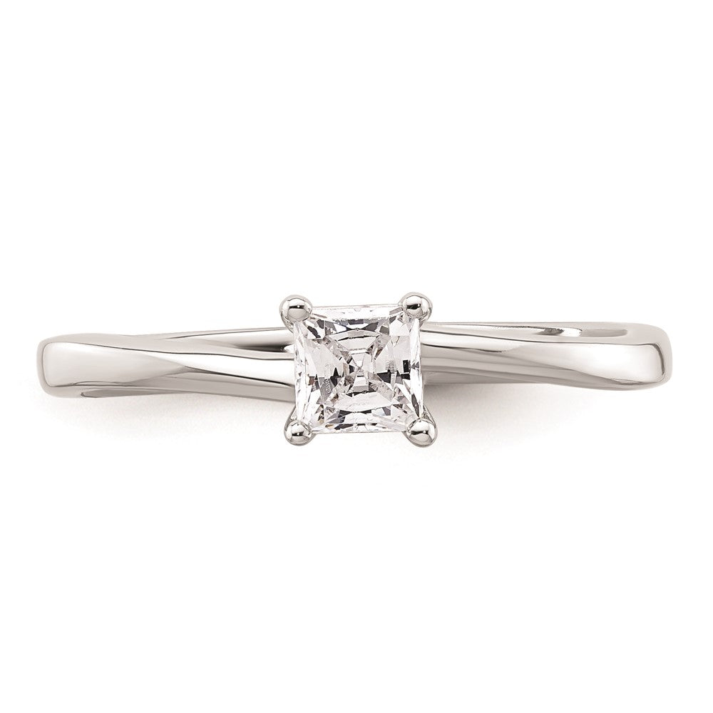 0.25ct. CZ Solid Real 14k White Gold Square Solitaire Engagement Ring