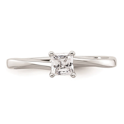 0.25ct. CZ Solid Real 14k White Gold Square Solitaire Engagement Ring