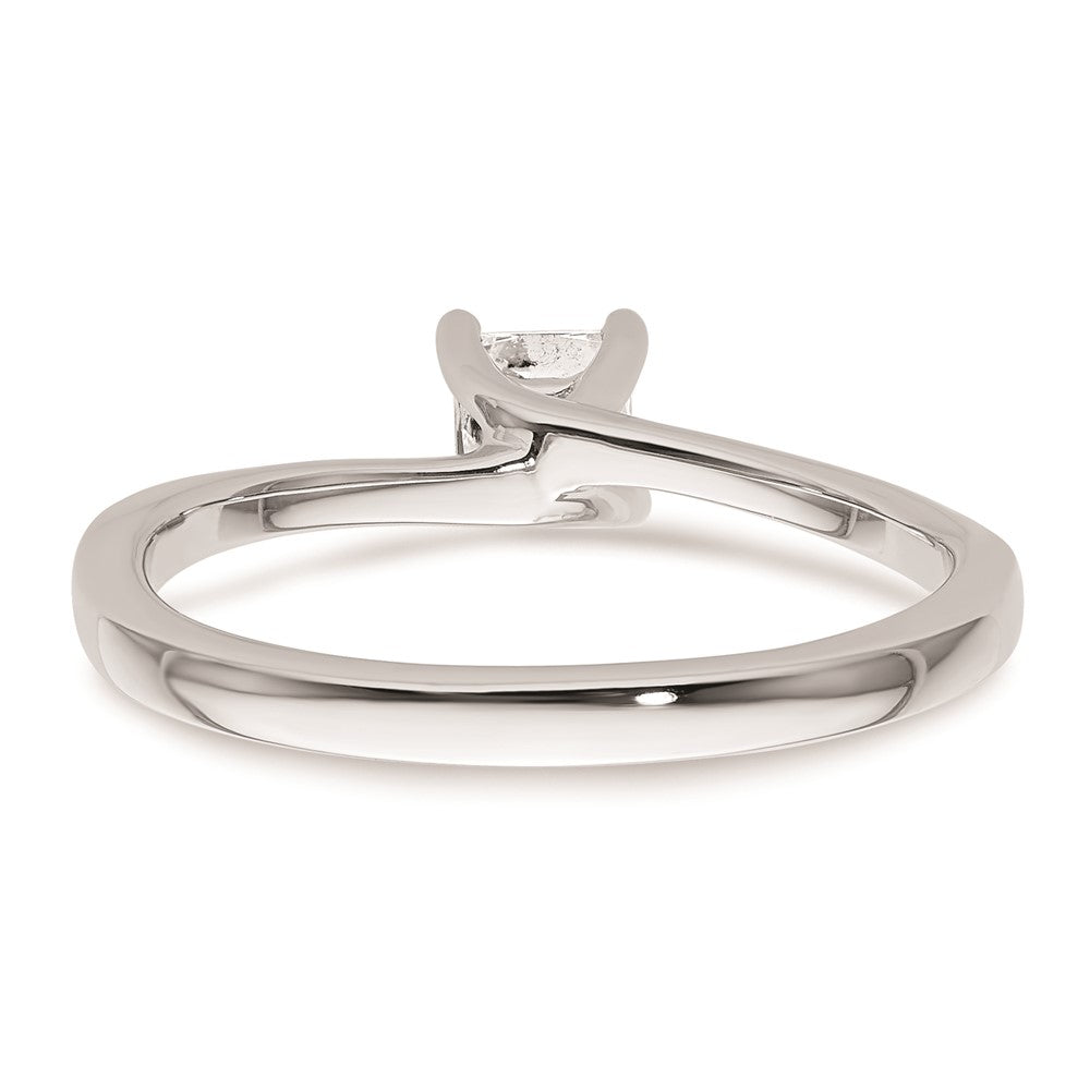 0.25ct. CZ Solid Real 14k White Gold Square Solitaire Engagement Ring