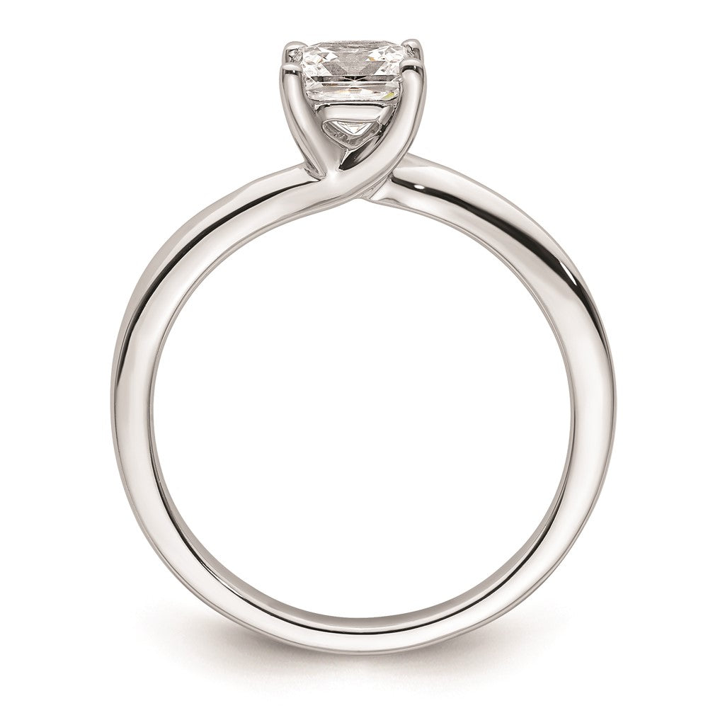 0.75ct. CZ Solid Real 14k White Gold Square Solitaire Engagement Ring