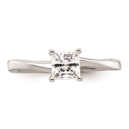 0.75ct. CZ Solid Real 14k White Gold Square Solitaire Engagement Ring