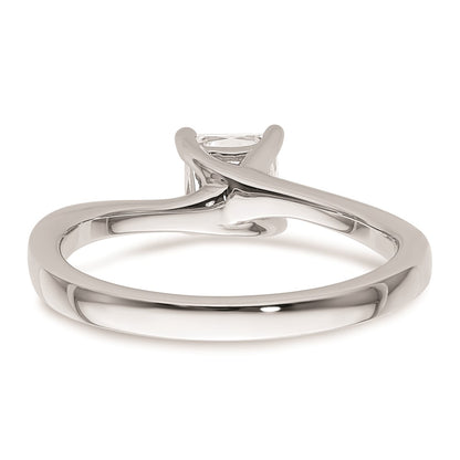 0.75ct. CZ Solid Real 14k White Gold Square Solitaire Engagement Ring